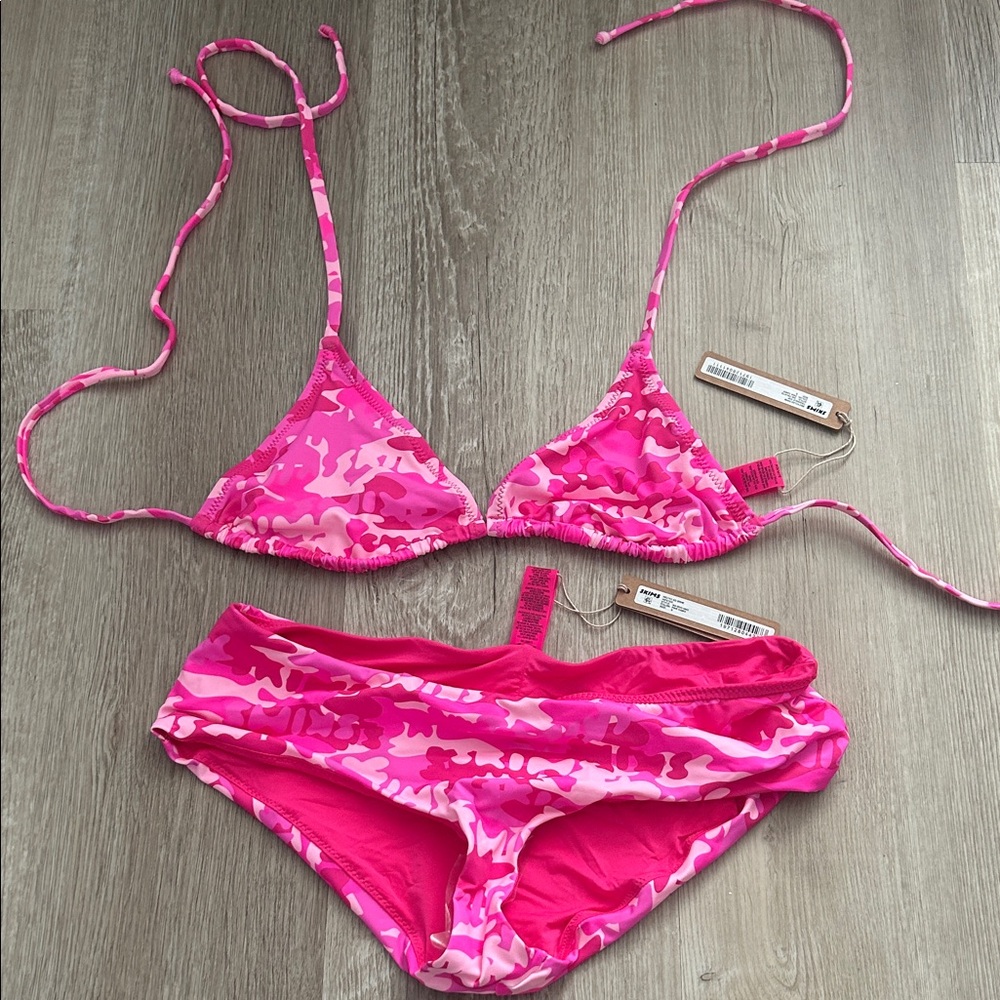 SKIMS Hot Pink Camo Triangle Bikini